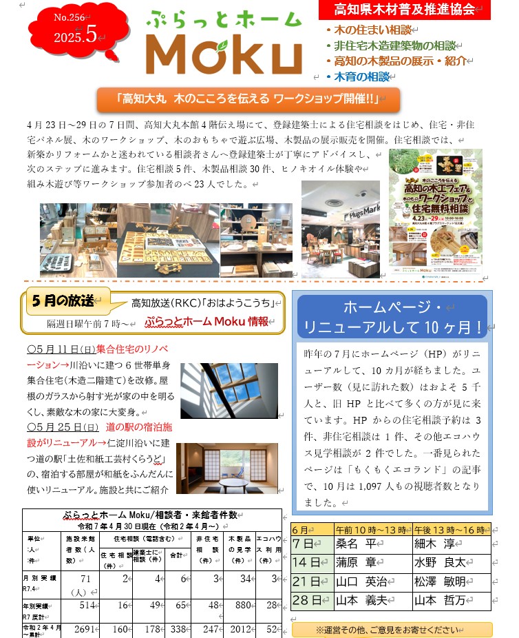 ぷらっとホームMokuのニュースレター5月号